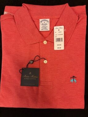 Brooks Brothers Men's Coral-Red Polo with Logo